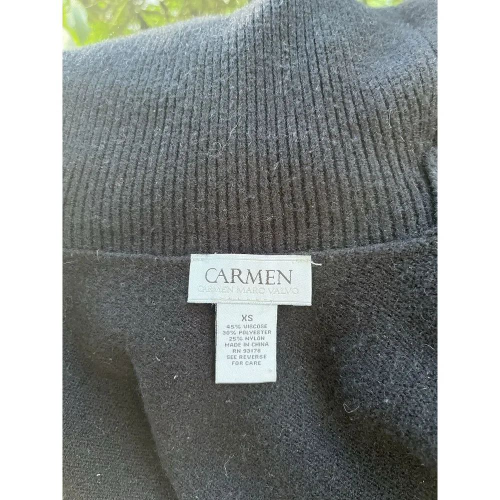 Carmen Marc Valvo Turtleneck Pullover Sweater  Black‎  Sleeveless Viscose XS EUC